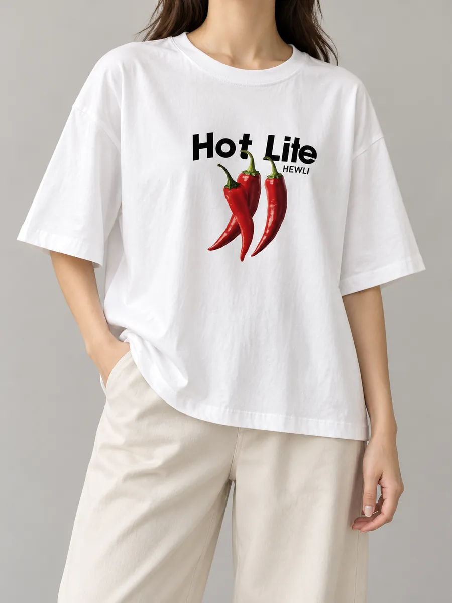 تیشرت باکسی Hot Life سفید نخ پنبه
